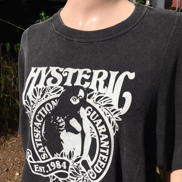 HYSTERIC GLAMOUR Short Bat Sleeve Cotton Logo Graphic Tee Shirt Black Size M L - Picture 3 of 12